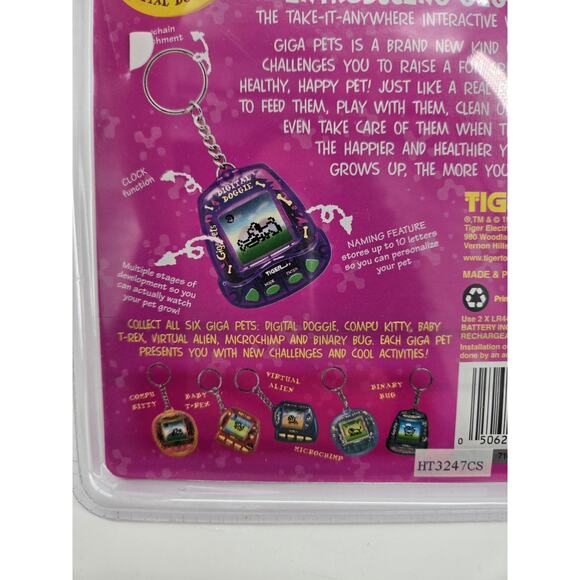 Vtg Tiger Electronics Giga Pets Digital Doggie Virtual Pet Purple 1997 Sealed - Picture 5 of 10